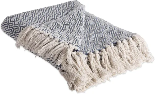 Vista 14 de DII Rustic Farmhouse Manta tejida con doble diseño de diamantes, 50x60, Marrón