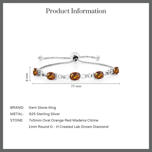Vista 41 de Gem Stone King Pulsera de tenis de diamantes cultivados en laboratorio con piedra natal de 3-6 quilates para mujer, plata de ley 925, ovalada