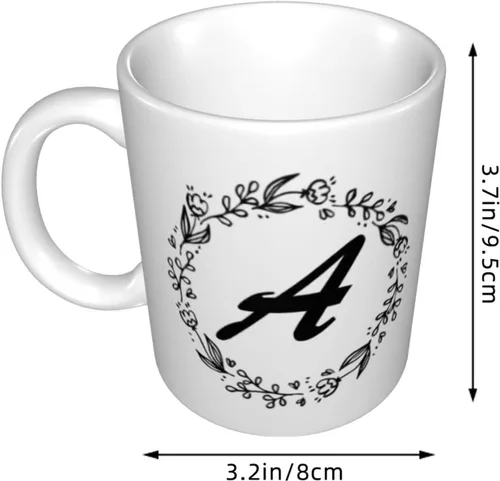 Vista 4 de Taza de café personalizada con inicial/nombre con letra de doble cara, divertidas y lindas tazas de café personalizadas, tazas de café de cerámica
