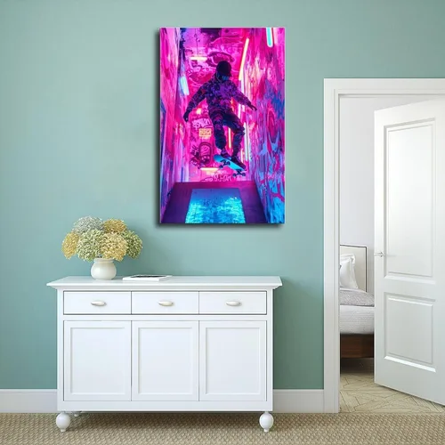 Vista 4 de Retro Cyber Skater Wall Art – Y2K Punk Poster for Cool Teen Room Decor & Gamers Poster Print Decorative Painting Canvas Wall Art Living Room Posters