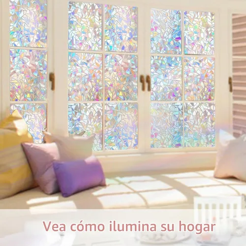 Vista 5 de Hilarious - Película de privacidad arcoíris para ventana, vinilo para ventanas manchadas, calcomanías decorativas 3D removibles, película tintada