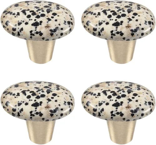 Vista 13 de Rockcloud Cajón de perilla de piedra de ágata con rayas negras naturales con tornillos, mango ovalado de piedras preciosas ásperas para armario Negro