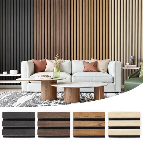 Vista 7 de Paneles de listones de madera acústica, paneles de pared de madera insonorizados, panel acanalado 3D para decoración de pared interior, sala