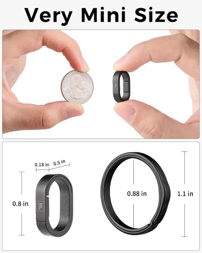 Vista 2 de FEGVE Key Ring, Titanium Side Pushing Key Rings Keychain Rings Small Split Keyrings for Men