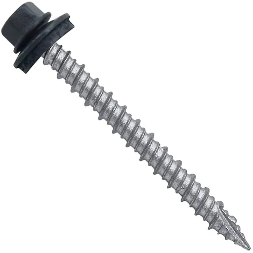 Vista 177 de Tornillos para techos de metal gris ABC 10 x 1 - Cabezal hexagonal - Arandela EPDM - Arandela de arranque automático/roscado - 1 bolsa - 250