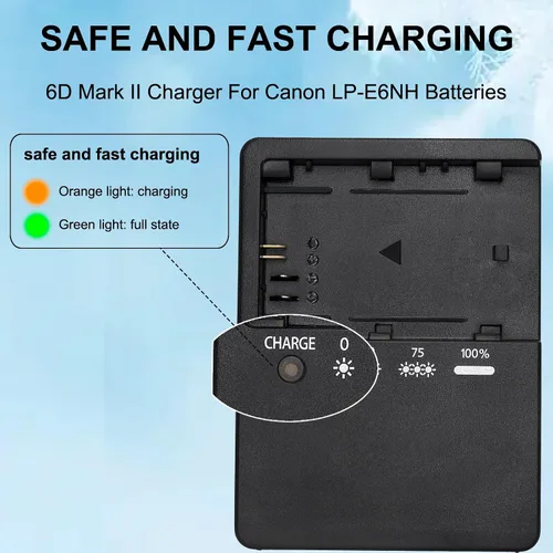 Vista 3 de Cargador de batería LC-E6 LC-E6E LP-E6N para Canon EOS R R5 R6 5D Mark II 5D Mark III 5D Mark IV 5DS 5DS R 6D 6Da 6D Mark II 7D 7D Mark II 60DA 60D