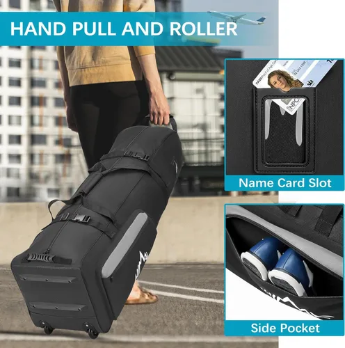 Vista 6 de Himal Outdoors Soft-Sided Golf Travel Bag with Wheels - Heavy Duty 600D Polyester Oxford Wear-Resistant, Excellent Zipper Universal