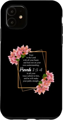 Vista 8 de iPhone 12 Pro Max Proverbios 3:5-6 Versículo de la Biblia Religioso Cristiano Hombres y Mujeres Caso