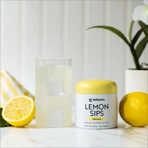 Vista 4 de Dr. Kellyann Lemon Sips, Mezcla para bebida cítrica (21 porciones) Rehidrata, Desintoxica, Revitaliza, Sin azúcar, Sin grasa, Sin OMG, Hidrata
