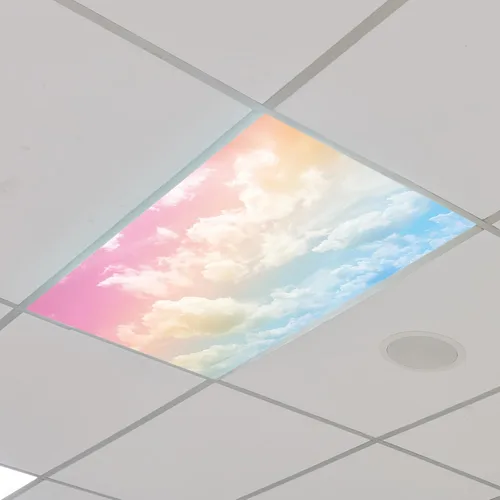 Vista 8 de Outus 4 piezas de cubierta de luz fluorescente para iluminación de aula con 10 imanes, filtro de luz magnético, decoración de panel de techo de 2 x