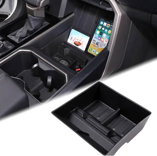 Vista 8 de Aunginsy Caja de almacenamiento de consola central inferior para automóvil compatible con Toyota Tundra 2022-2026, bandeja organizadora