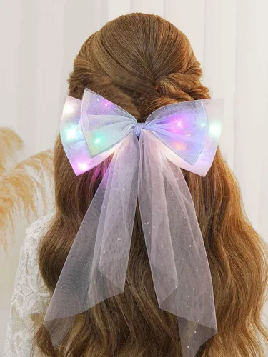 Vista 2 de JONKY Lazos de pelo iluminados para Nochevieja, lazos de cumpleaños LED, accesorios de neón brillantes para mujer