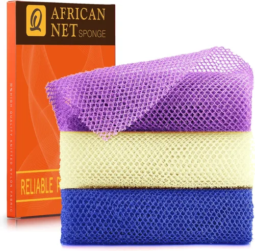 Vista 7 de UJFQBH African Net Sponge Authenti, exfoliante corporal para espalda y zonas de difícil acceso, exfoliante diario suave para limpieza profunda Gris