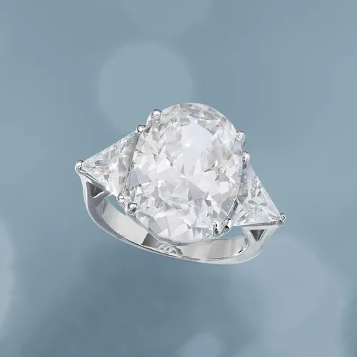 Vista 6 de Ross-Simons 10.00 ct. t.w. Oval and Trillion-Cut CZ Ring in Sterling Silver
