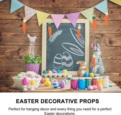 Vista 7 de Sewroro 12 piezas de zanahorias de Pascua, decoraciones colgantes de zanahorias de plástico artificial con purpurina, zanahorias de bricolaje