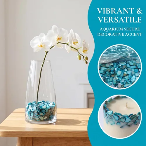Vista 4 de MOP Pequeñas mini conchas de nácar trituradas azules Fragmentos naturales de conchas marinas para manualidades, relleno de jarrón y decoración