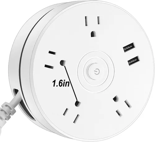 Vista 6 de Regleta retráctil con cable de extensión de 6 pies, 4 salidas + 2 puertos USB, portátil para viajes, hogar y oficina (blanco)
