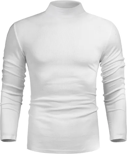 Vista 2 de Poriff - Suéter de cuello alto para hombre, ajustado, ligero, básico, sin botones, de manga larga, de estilo informal
