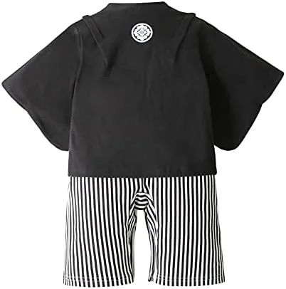 Vista 4 de Traje de kimono para bebé, traje japonés, trajes de algodón samurái para bebés