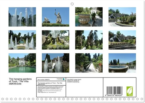 Vista 2 de The Hanging Gardens of Tivoli - The Villa d'Este (calendario mensual de pared 2024 11.7 x 16.5 pulgadas (abierto)), calendario de 14 meses CALVENDO