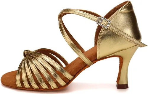 Vista 11 de Zapatos de baile latino de satén con punta abierta y tacón de 3 Beige