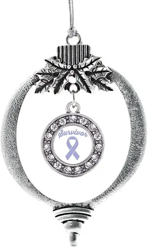 Vista 132 de Inspired Silver - Adorno con dije de cara de carlino - Adornos navideños de círculo de plata con joyas de circonita cúbica