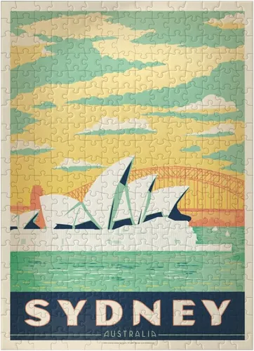 Vista 7 de MyPuzzle Australia: Sydney Harbor, Vintage Poster - Rompecabezas de 100 piezas prémium para adultos