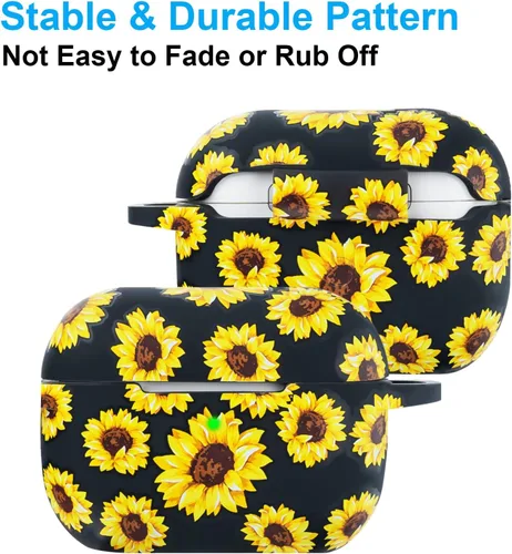 Vista 2 de Funda para AirPods Pro 2 de silicona suave - Funda con estampado floral para el segundo estuche de carga de Apple AirPod Pro - Protector con llavero
