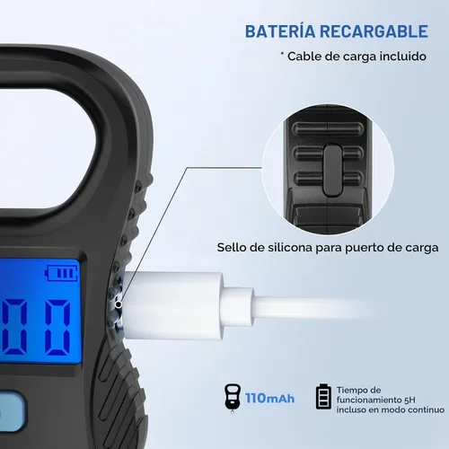 Vista 3 de Calamus - Báscula ligera de carga USB, equipo de pesca, color negro