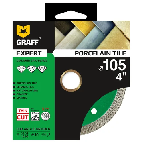Vista 6 de GRAFF Hoja de diamante súper fina de porcelana y cerámica de 4 pulgadas, rueda de corte de diamante para azulejos duros, cerámica, piedra natural