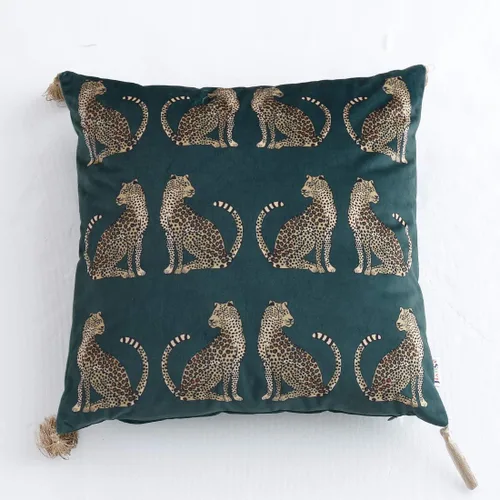 Vista 10 de vctops - Funda de cojín cuadrada con estampado de leopardo, super suave, de terciopelo, con diseño de animales, con borlas, funda decorativa