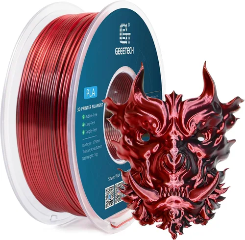 Vista 2 de Geeetech - Filamento PLA de 0.07 pulgadas, filamento de seda de bicolor, consumo dicromático de coextrusión brillante, 2.2 libras, 1 carrete