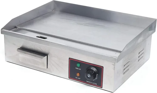 Vista 6 de TFCFL Plancha eléctrica de encimera plana, parrilla comercial de 3KW con control de temperatura ajustable, parrilla Teppanyaki de acero inoxidable