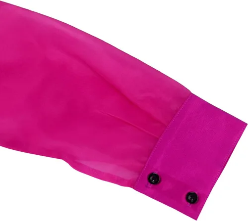 Vista 8 de AOMEI Vestido de tul transparente con cuello alto y manga larga para mujer