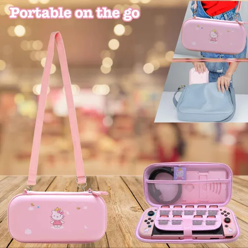 Vista 4 de Accessories Bundle for Nintendo Switch OLED - Cute Kawaii NS OLED Accessories kit for Grils Boys Kids with Carrying Case, Cartoon Dockable Cover