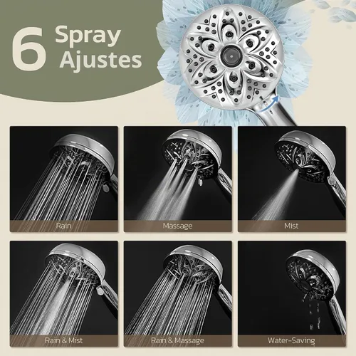 Vista 4 de JDO High Pressure Filtered Shower Head with Handheld, Chrome