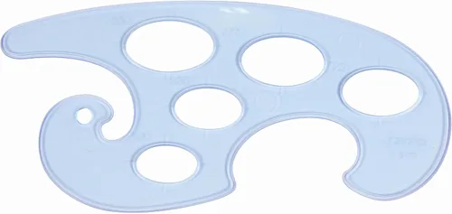 Vista 4 de Regla de curva francesa en plantilla de plástico reutilizable transparente, útil como herramienta de dibujo para instrumentos de dibujo profesional