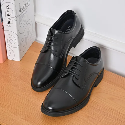 Vista 8 de SDONY Zapatos para hombre, zapatos clásicos de vestir de negocios, cómodos zapatos formales de boda, zapatos Oxford de trabajo antideslizantes a