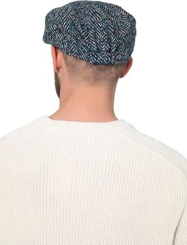 Vista 5 de GORRA DE BOY DE 8 PANELES DE LANA TWEED BOY, GORRA PLANA BAKER BOY, GORRA DE INVIERNO PARA HOMBRE verde azulado