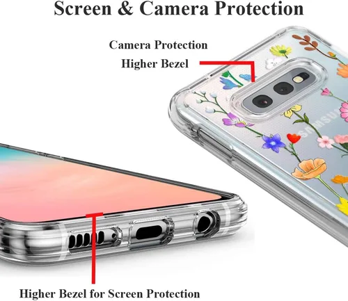 Vista 4 de Unov Funda para Galaxy S10, transparente con diseño, ajuste delgado, buen agarre, funda de teléfono en relieve, cubierta protectora a prueba