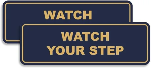 Vista 22 de Signs ByLITA Letrero estándar para pared o puerta con texto en inglés «Watch Your Step», señalización de salud y seguridad (negro), mediano