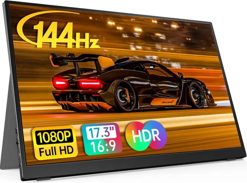 Vista 11 de Anyuse Monitor portátil FHD 1920 × 1200 de 14 pulgadas – USB-C HDMI ultrafina IPS pantalla de viaje con altavoces, HDR Plug & Play, brillo de 400