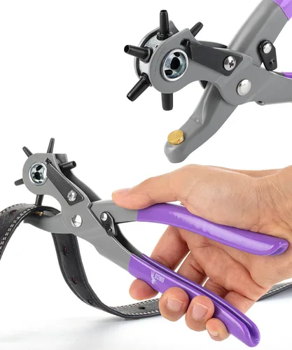 Vista 12 de UNCO- Herramienta de perforación de cuero para perforación, 5/64", 3/32", 7/64", 1/8", 5/32", 3/16" 6 Different Hole Sizes, Durable Hole Punch for