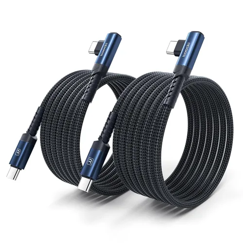 Vista 15 de Cable de carga USB C a USB C (3.3 pies, paquete de 2), cable de carga tipo C de 60 W, cable de carga rápida de ángulo recto USBC a USBC para iPhone