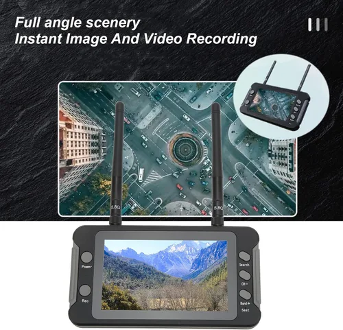 Vista 4 de Monitor FPV, resolución IPS de 4.3 pulgadas 800 x 480, función DVR de 5.8 GHz 40 canales, pantalla de visualización RC Drone con búsqueda