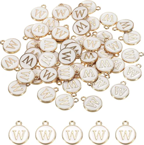 Vista 24 de MECCANIXITY Dije de Letras del Alfabeto de Doble Cara, para Hacer Collar, Pulsera, Pendientes, Joyería