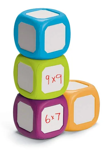 Vista 6 de hand2mind Dados pequeños de plástico para escribir y limpiar para niños de 5 a 8 años, superficie de borrado en seco en todos los lados, dibujar
