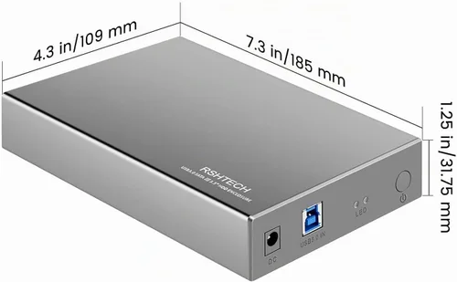 Vista 8 de Carcasa para disco duro RSHTECH USB 3.0 a SATA de aluminio para disco duro externo de 3.5 pulgadas HDD SSD hasta 16TB, soporte UASP (RSH-339)