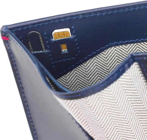 Vista 5 de Gnome Bow - Cartera plegable Gulliver para monedas cuero encerado RFID Azul Casual