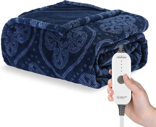 Vista 22 de Manta eléctrica térmica Sunbeam Royal Luxe de microfelpa, 12 ajustes de calor, apagado automático seleccionable de 12 horas, calentamiento rápido